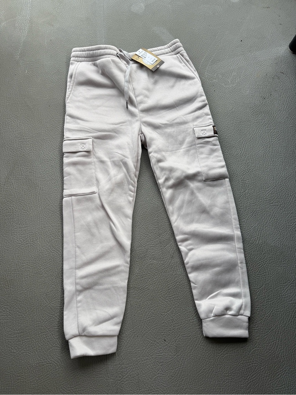 Light Gray Cargo Joggers - Drawstring Waist
